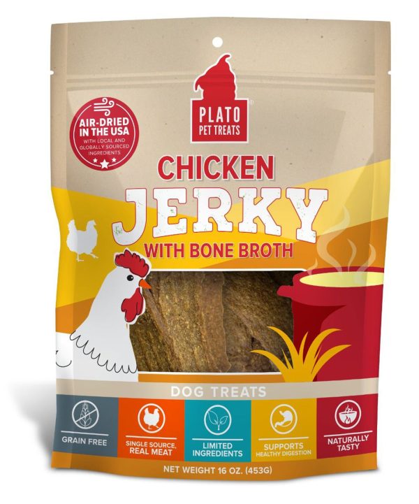 Plato Dog Jerky Chicken With Bone Broth 16oz. For Cheap