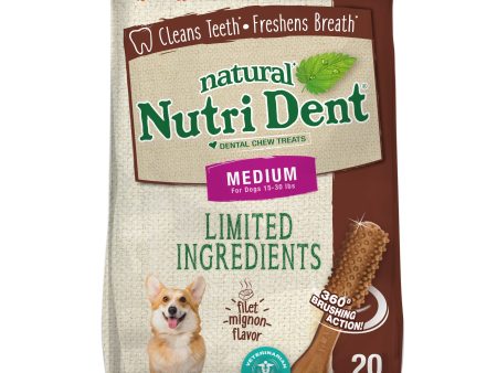 Nylabone Nutri Dent Filet Mignon Dog Dental Chews Filet Mignon Medium - 15 Lbs. To 30 lb  (20 ct) Fashion