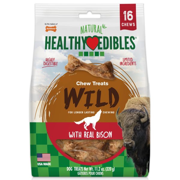 Nylabone Healthy Edibles WILD Natural Long Lasting Bison Dog Chew Treats Bison, SMall Regular  Up To 25 Ibs. 16 ct For Discount