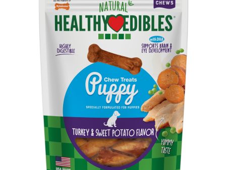 Nylabone Healthy Edibles Puppy Turkey  Sweet Potato Dog Chew Treats Turkey  Sweet Potato, XS Petite  Up To 15 Lbs. 16 ct For Sale