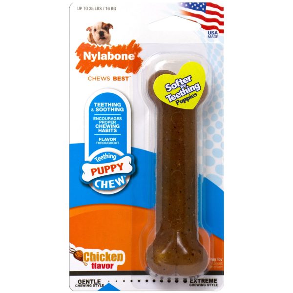 Nylabone Just for Puppies Teething Chew Classic Bone Classic Bone Chicken 1ea Medium Wolf - Up To 35 lb Hot on Sale