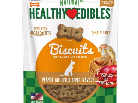 Nylabone Healthy Edibles Biscuits Grain Free Dog Treats Peanut Butter & Apple 1ea 12 oz Sale