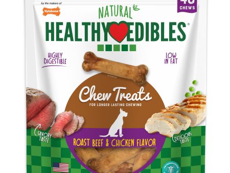 Nylabone Healthy Edibles AllNatural Long Lasting Roast Beef and Chicken Dog Chew Treats Roast Beef  Chicken, XS Petite  Up To 15 Lbs. 48 ct on Sale