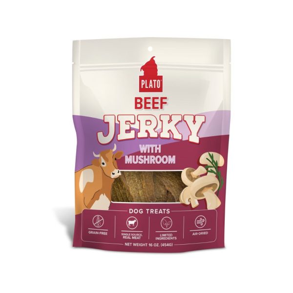 Plato Dog Jerky Beef With Mushroom 16Oz For Sale